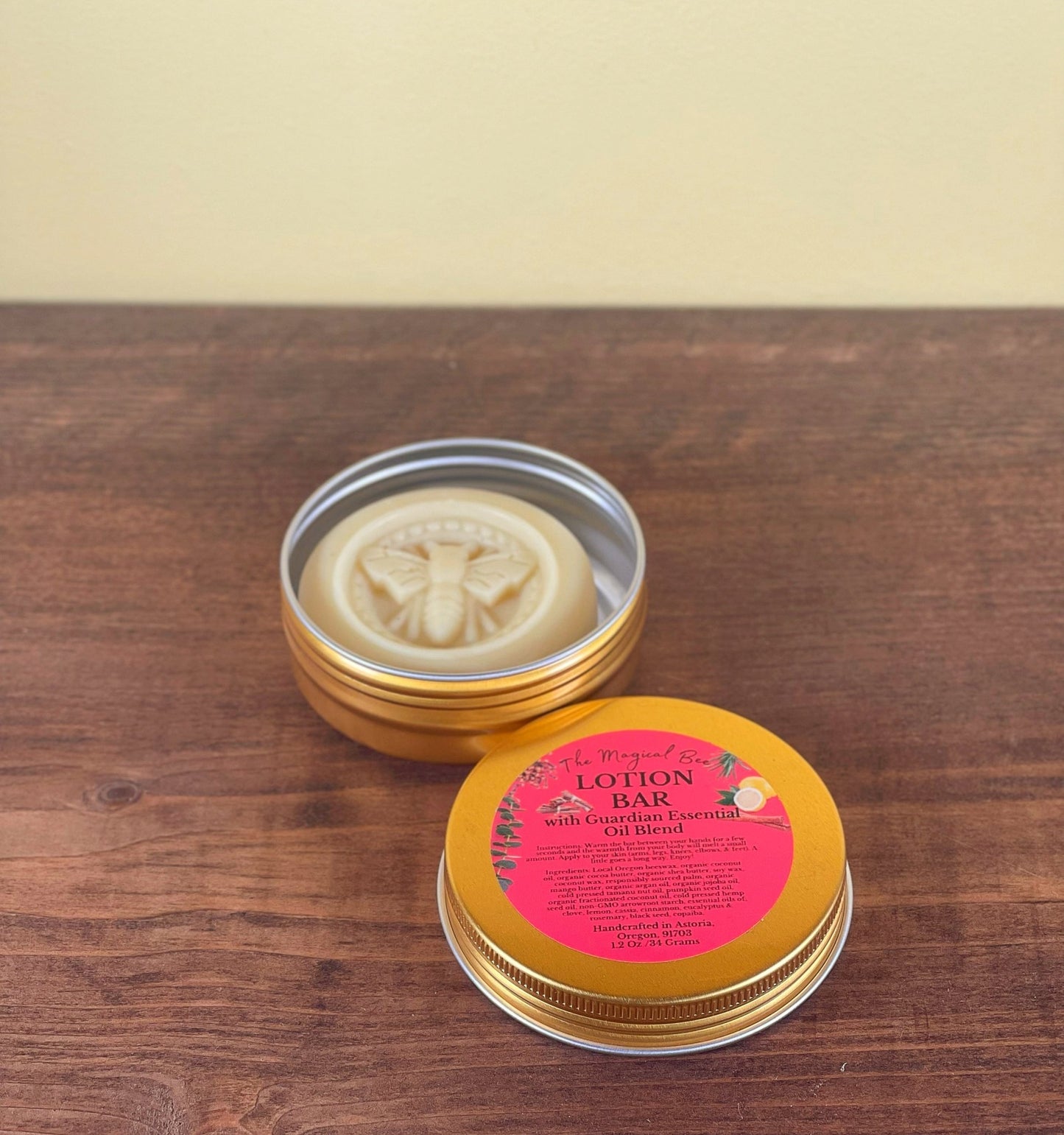 Lotion Bar with Guardian (thieves type) Essential Oil Blend - The Magical Bee