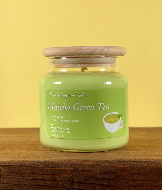 Matcha Green Tea Candle (green tea, light lemon, clean) - The Magical Bee